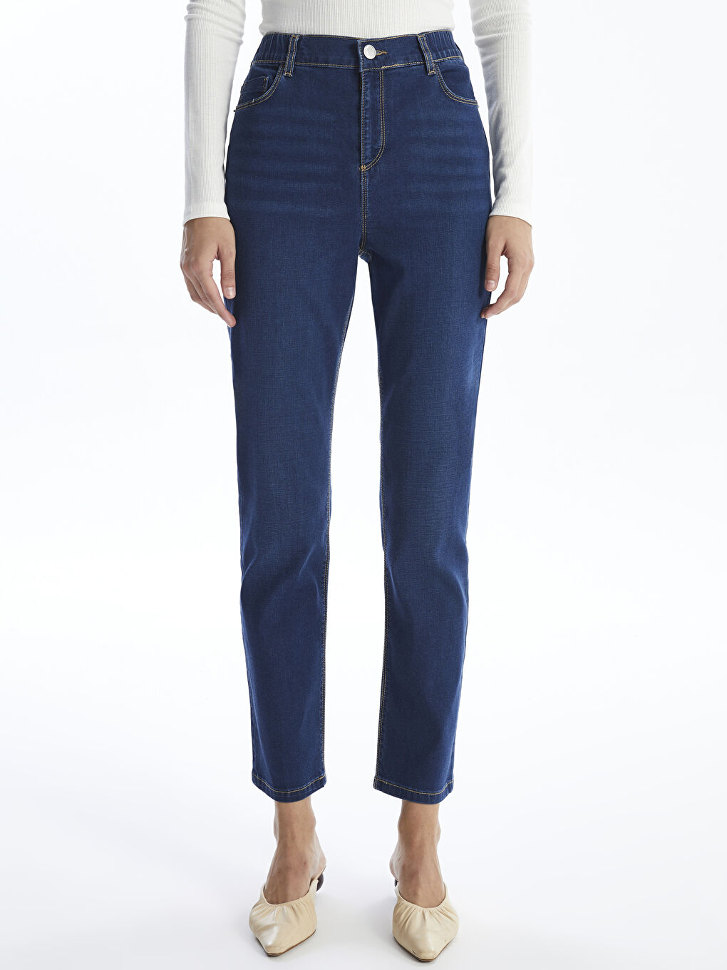 Elasticated Waist Slim Fit Women's Jeans -W4H017Z8-H45