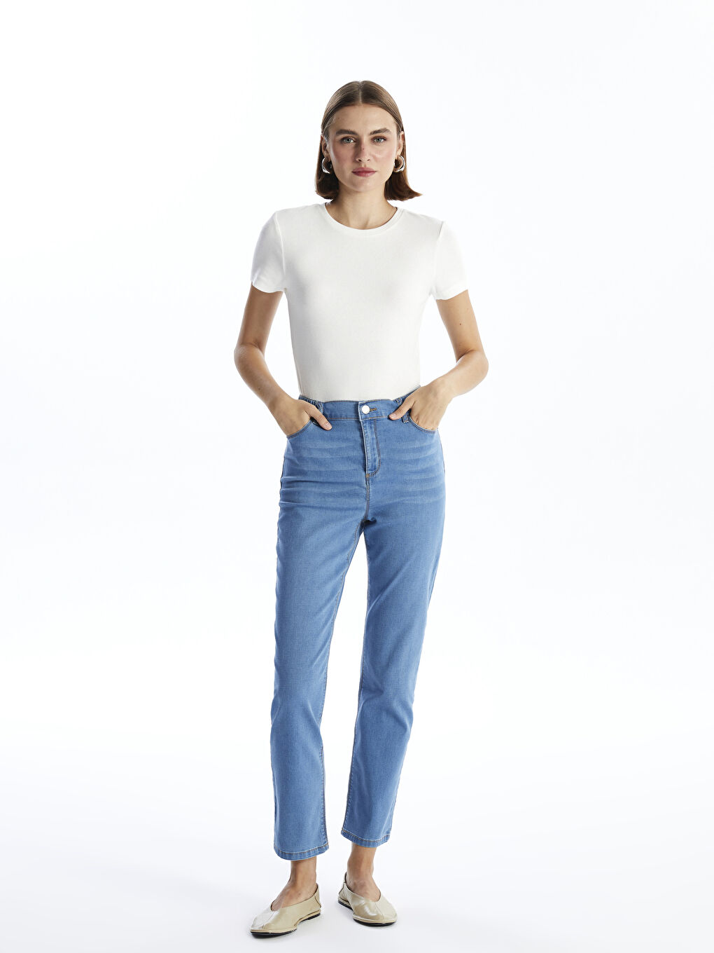 Straight Fit Women's Jeans -W4H021Z8-H45