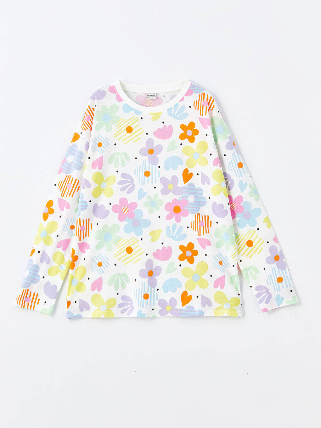 LCW DREAM Rundhalsausschnitt Gemustertes Langarm Pyjama-Set für Mädchen -W4H095Z4-LRA