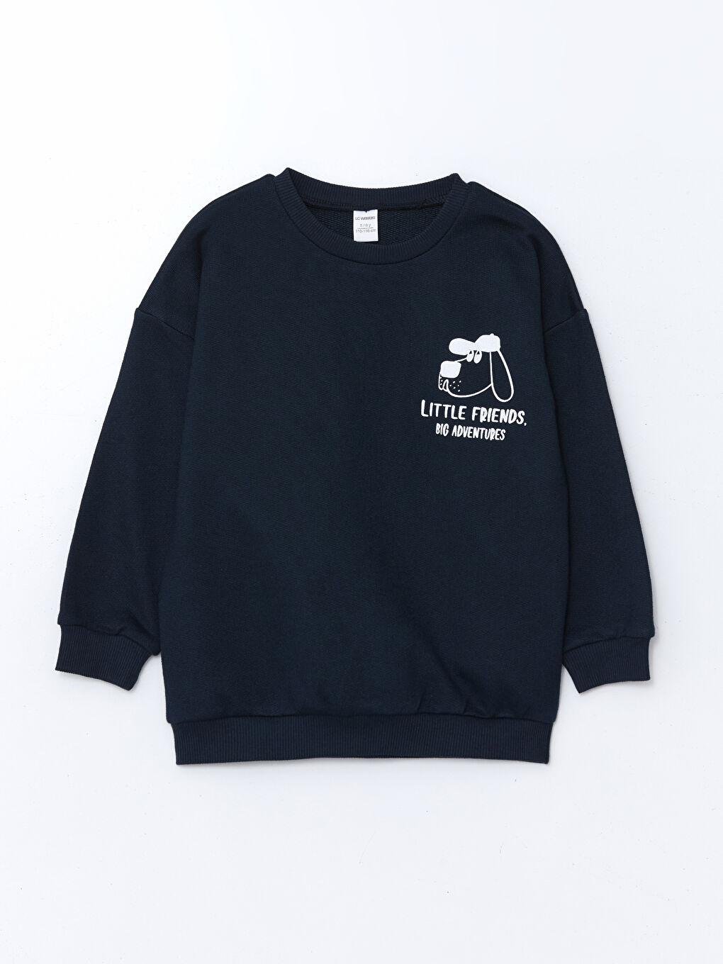 LCW Kids İndigo Bisiklet Yaka Baskılı Kalın Erkek Çocuk Sweatshirt