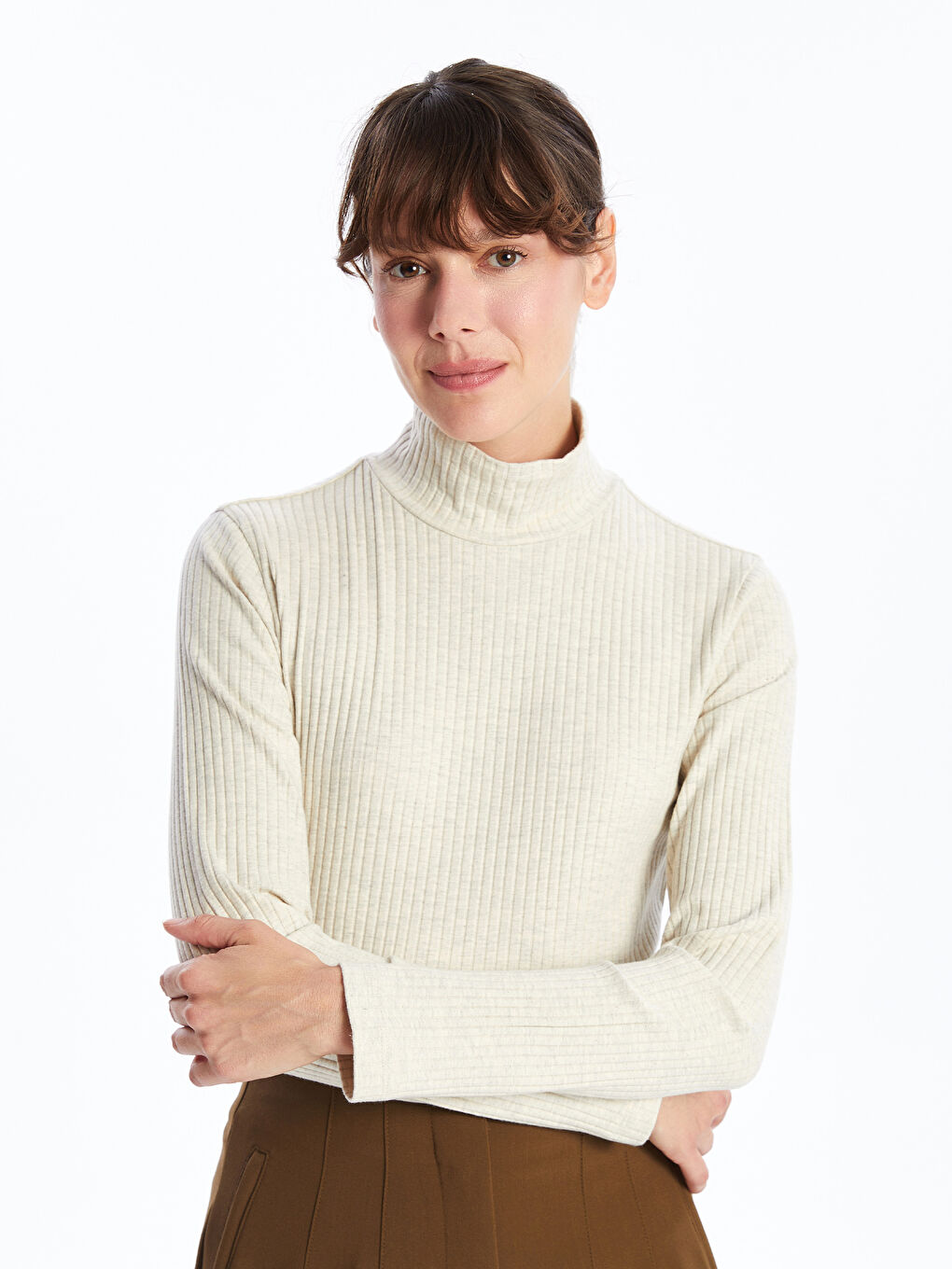 LCWAIKIKI Classic Half Turtleneck Textured Women's Bodysuit -W4H217Z8-EZB