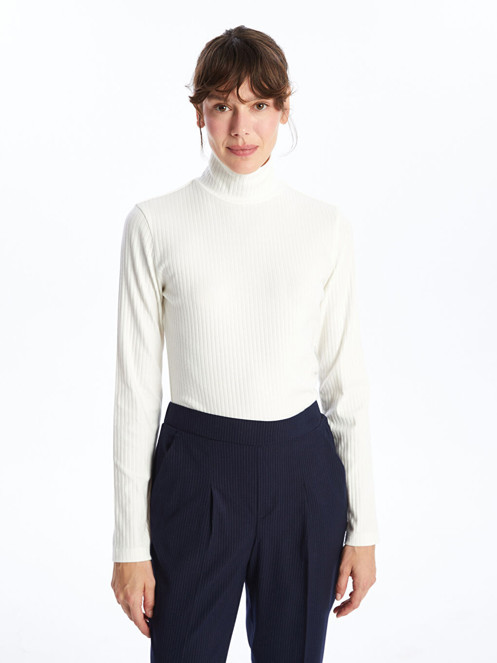 LCWAIKIKI Classic Half Turtleneck Textured Women's Bodysuit -W4H217Z8-R9J
