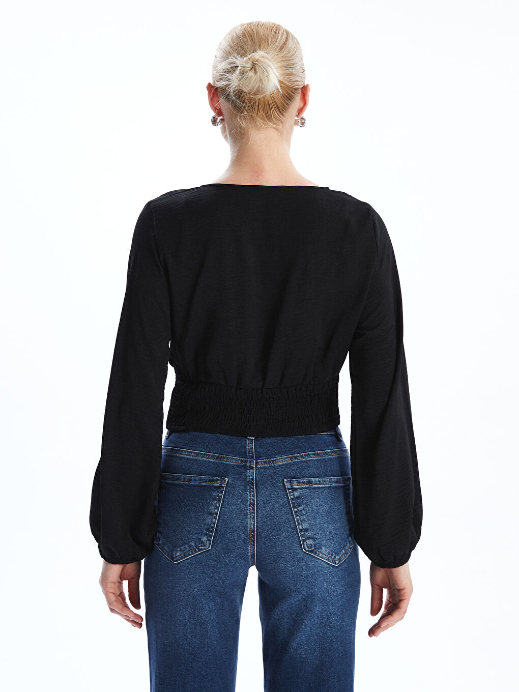 LCW Vision V Neck Lace Detailed Women's Blouse -W4H224Z8-CVL