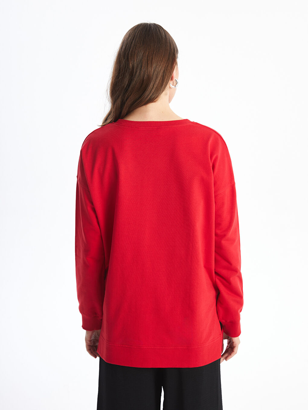 Crew Neck Oversize Women's Sweatshirt Tunic-3