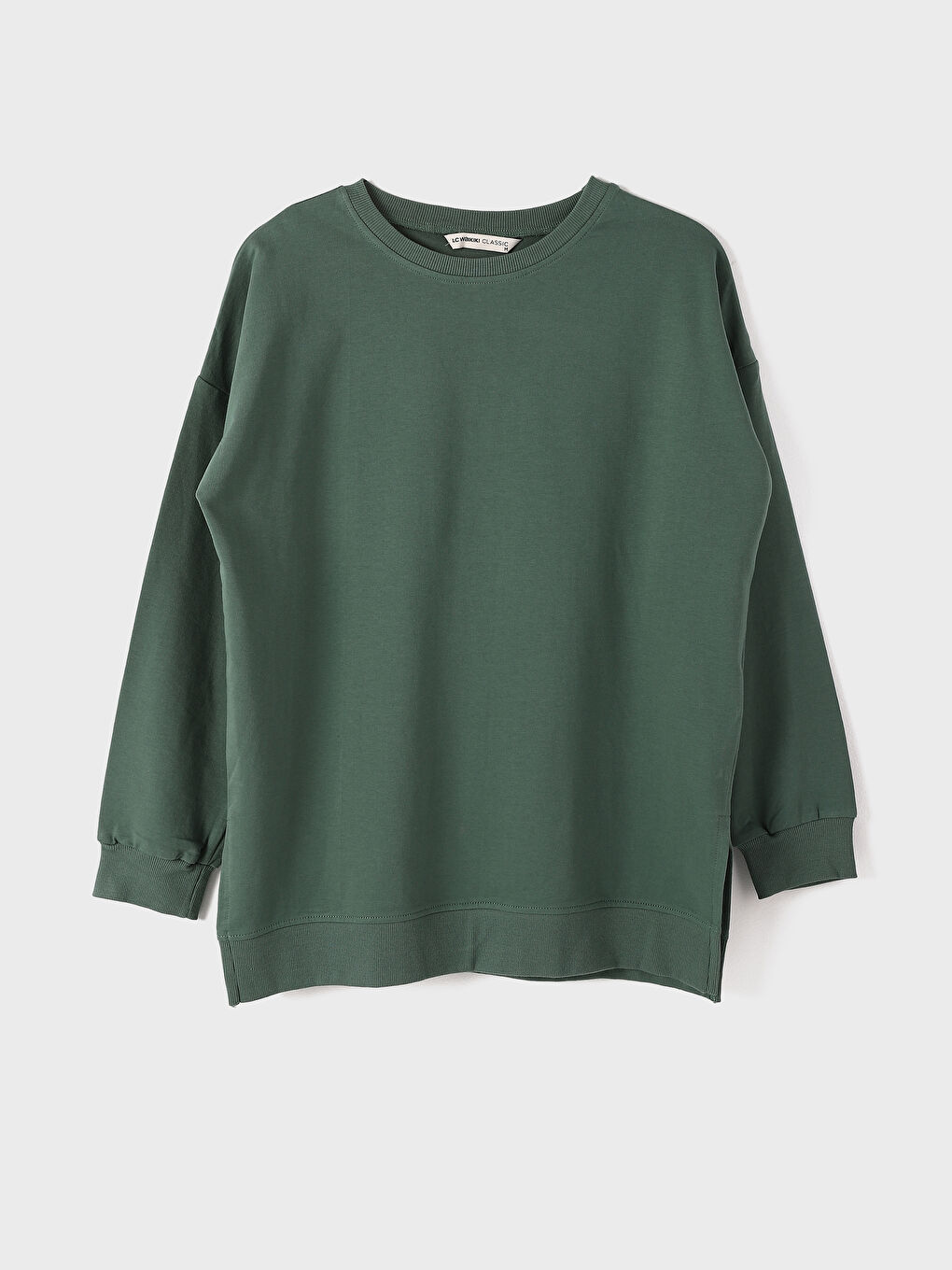 Crew Neck Oversize Women's Sweatshirt Tunic