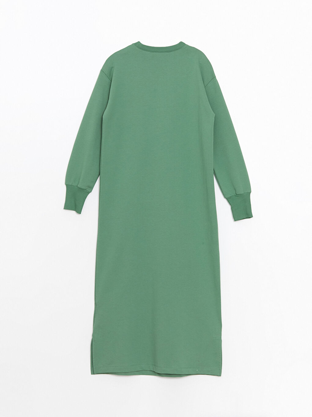 LCW Modest Mat Yeşil Bisiklet Yaka Kadın Sweatshirt Elbise - 5