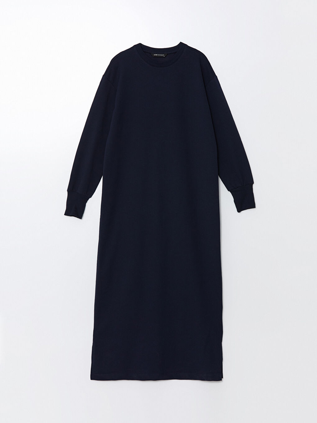 LCW Modest Lacivert Bisiklet Yaka Kadın Sweatshirt Elbise - 4