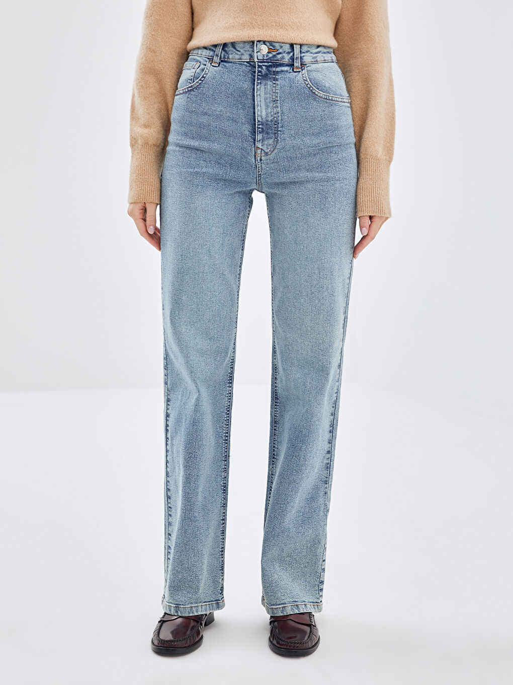 Jean Jambe Large pour Femmes-1