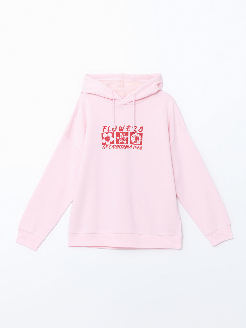 XSIDE Pembe Baskılı Oversize Kadın Kalın Hoodie