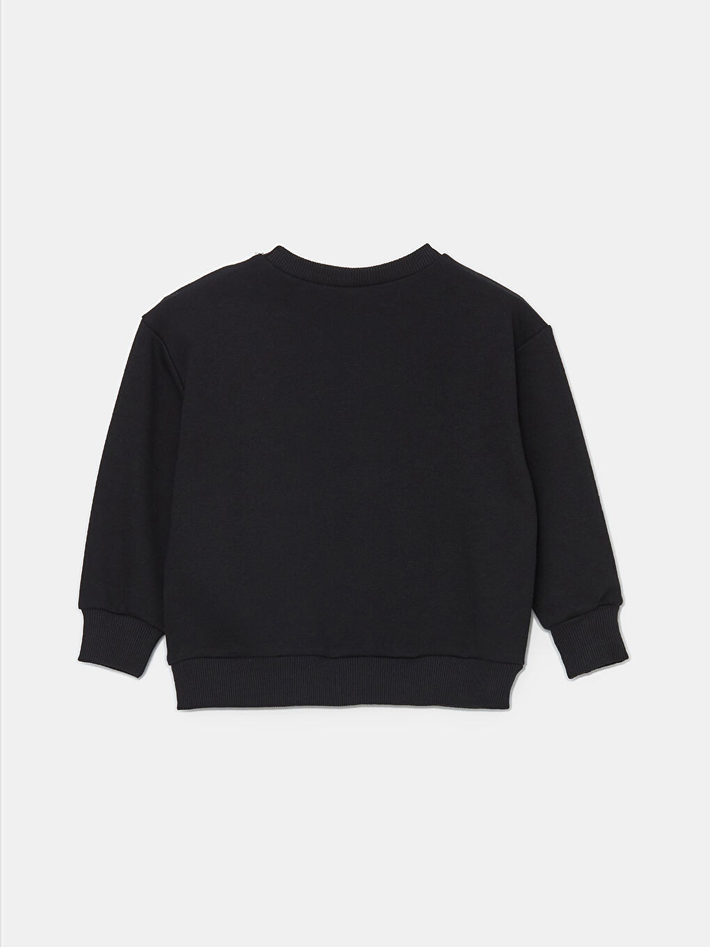 LCW ECO Yeni Siyah Bisiklet Yaka Baskılı Uzun Kollu Kız Çocuk Sweatshirt - 1