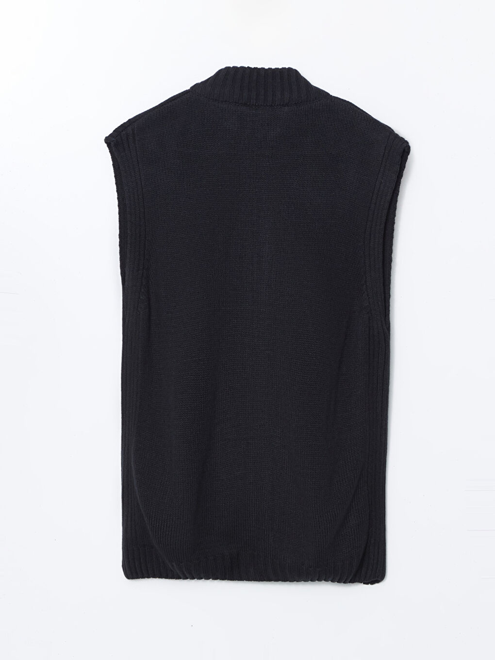 Lacivert Standart Kalıp Dik Yaka Erkek Triko Yelek-5