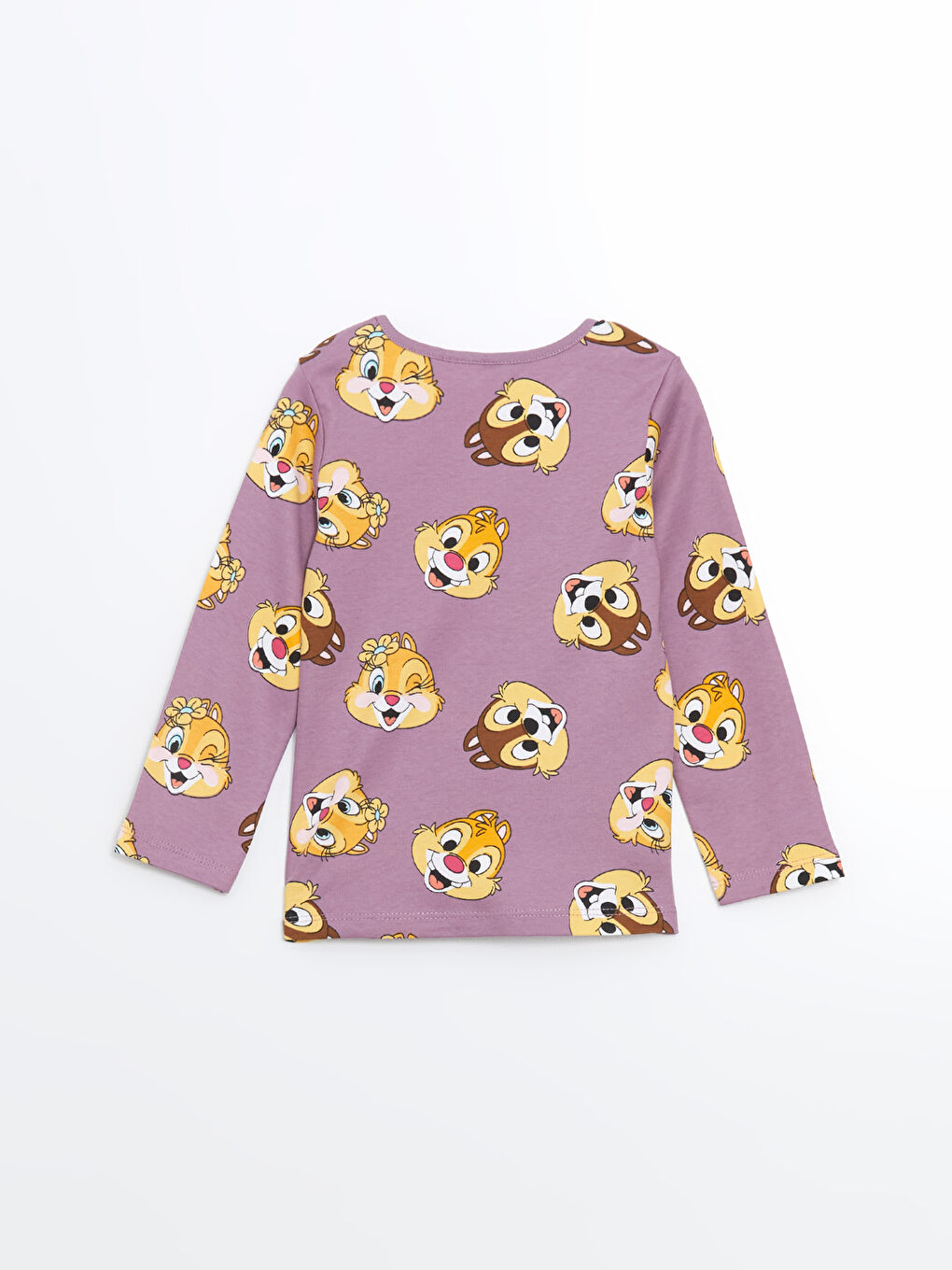 LCW baby Mat Lila Baskılı Chip and Dale Baskılı Kız Bebek Pijama Üst - 1