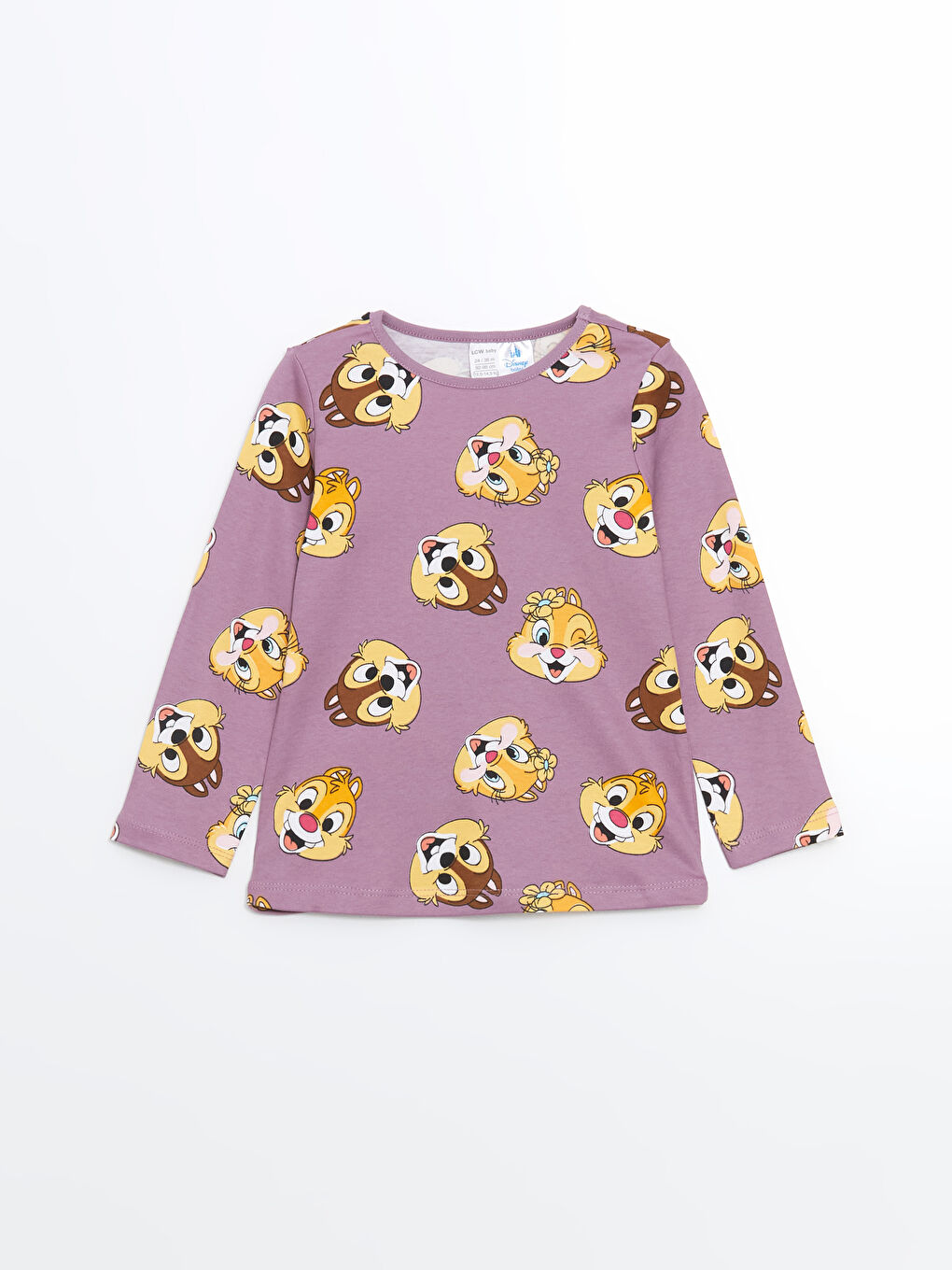 LCW baby Mat Lila Baskılı Uzun Kollu Chip and Dale Baskılı Kız Bebek Pijama Takım - 1