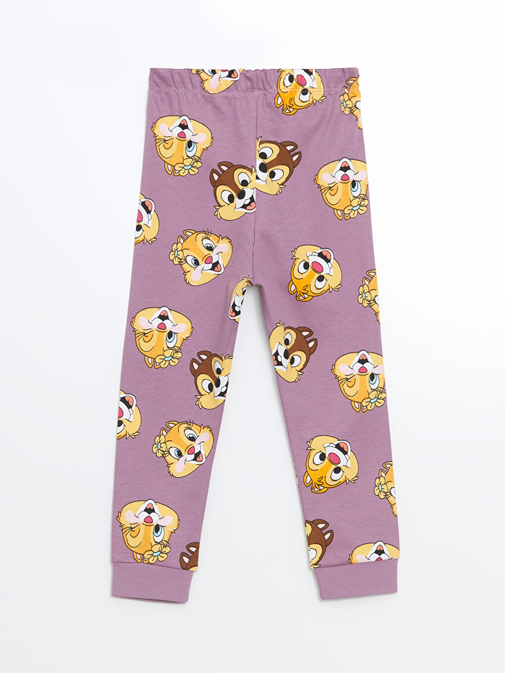 LCW baby Mat Lila Baskılı Uzun Kollu Chip and Dale Baskılı Kız Bebek Pijama Takım - 4