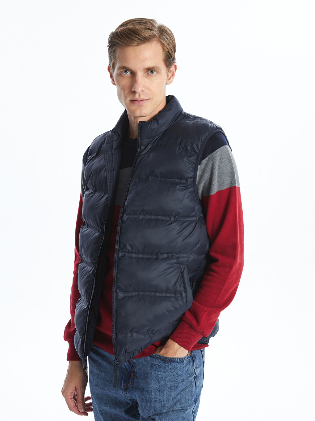 Standard Fit Funnel Neck Men's Puffer Gilet