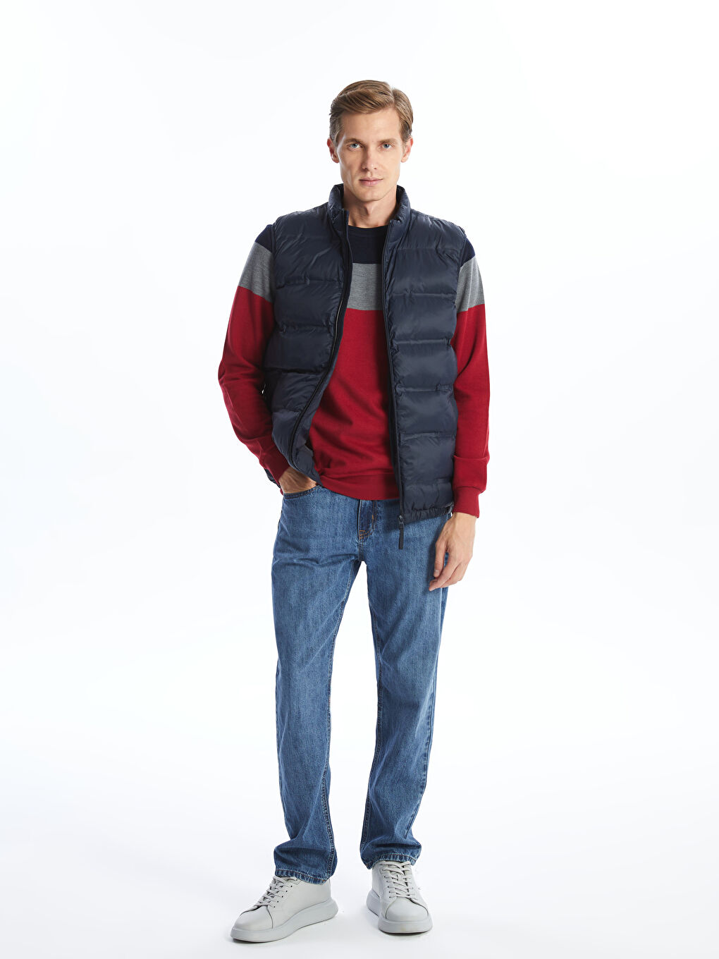 Standard Fit Funnel Neck Men's Puffer Gilet-1