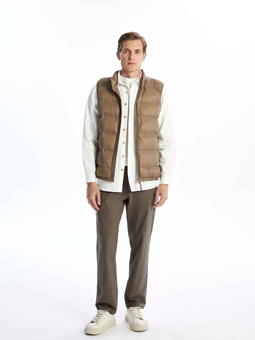 Standard Fit Funnel Neck Men's Puffer Gilet-1