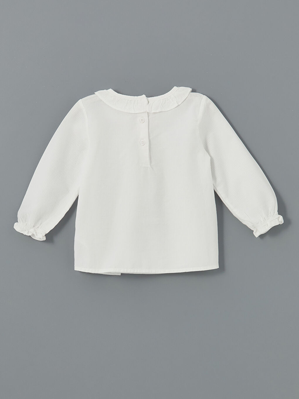Ekru Bebe Yaka İşlemeli Kız Bebek Bluz-1