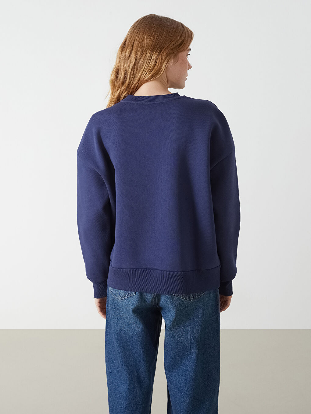 Lacivert Tweety Nakışlı Oversize Kadın Kalın Sweatshirt-3