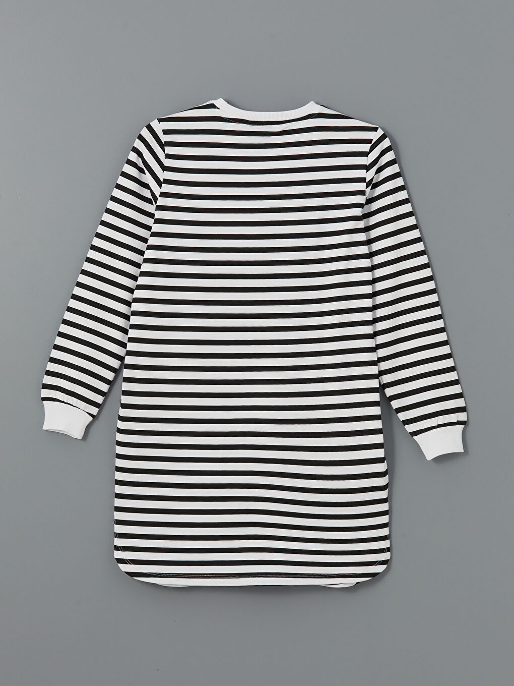 Crew Neck Striped Long Sleeve Women's Sweatshirt Tunic -W4H489Z8-LEG