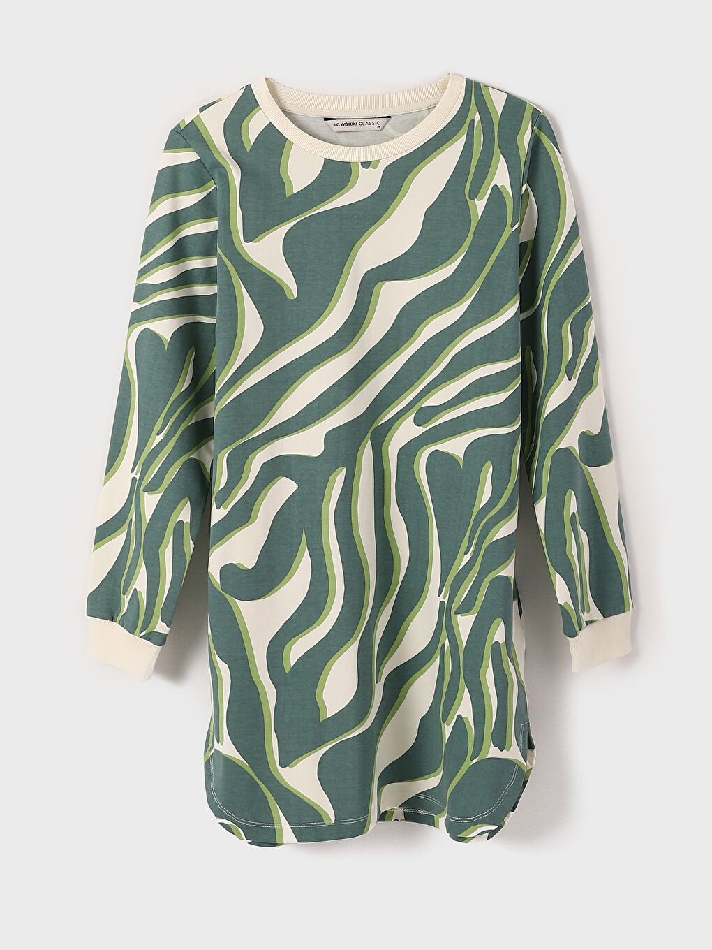 Crew Neck Patterned Women's Sweatshirt Tunic