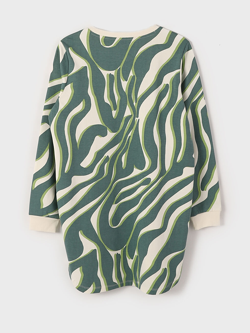 Crew Neck Patterned Women's Sweatshirt Tunic-1