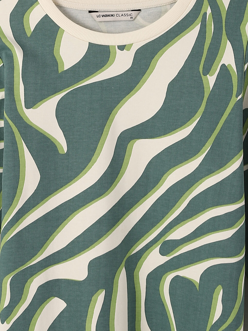 Crew Neck Patterned Women's Sweatshirt Tunic-2