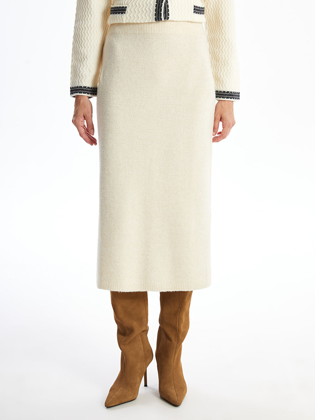 LCWAIKIKI Classic Elasticated Waist Women's Knitwear Skirt -W4H552Z8-DS3
