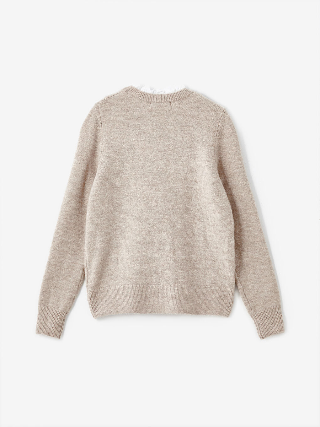 Gerüschter Trichterkragen Damen Strickpullover-5