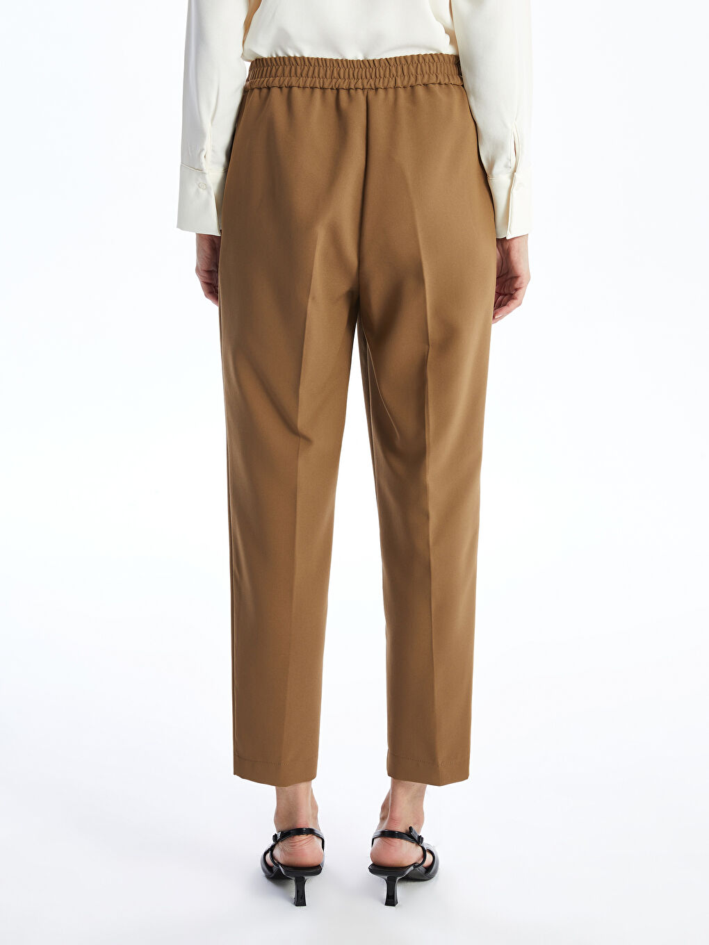 Kahverengi Beli Lastikli Kadın Pantolon-3