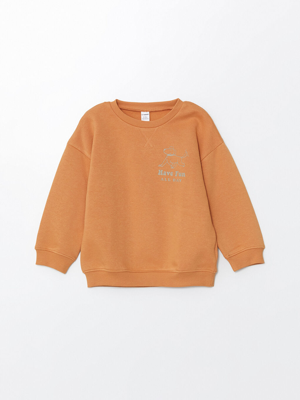 LCW baby Turuncu Bisiklet Yaka Baskılı Erkek Çocuk Sweatshirt