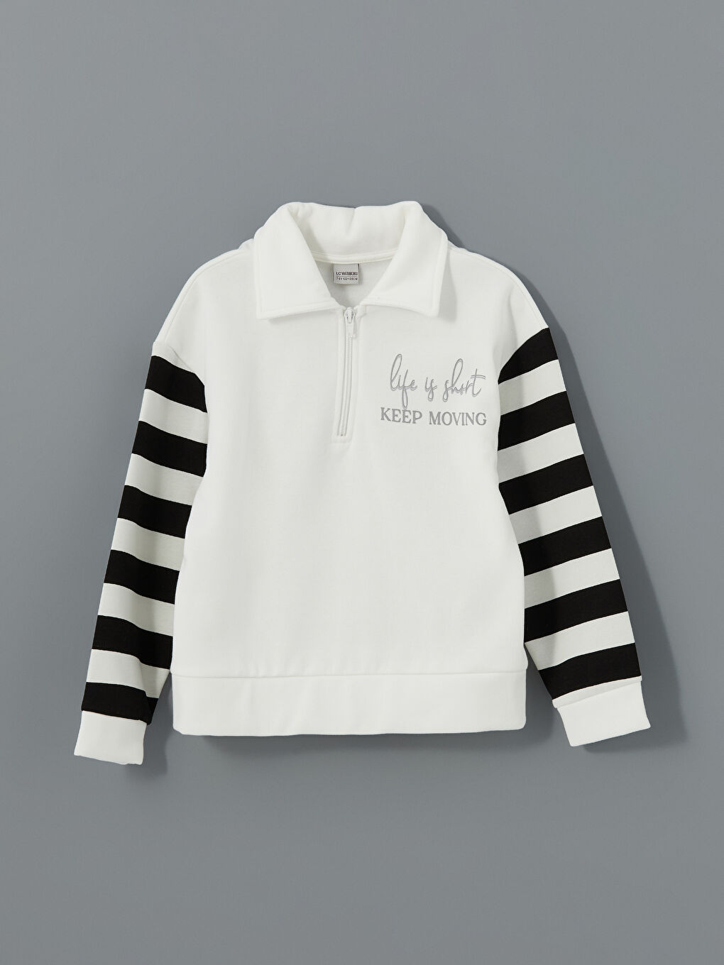 LCW Kids Ekru Polo Yaka Kız Çocuk Kalın Sweatshirt