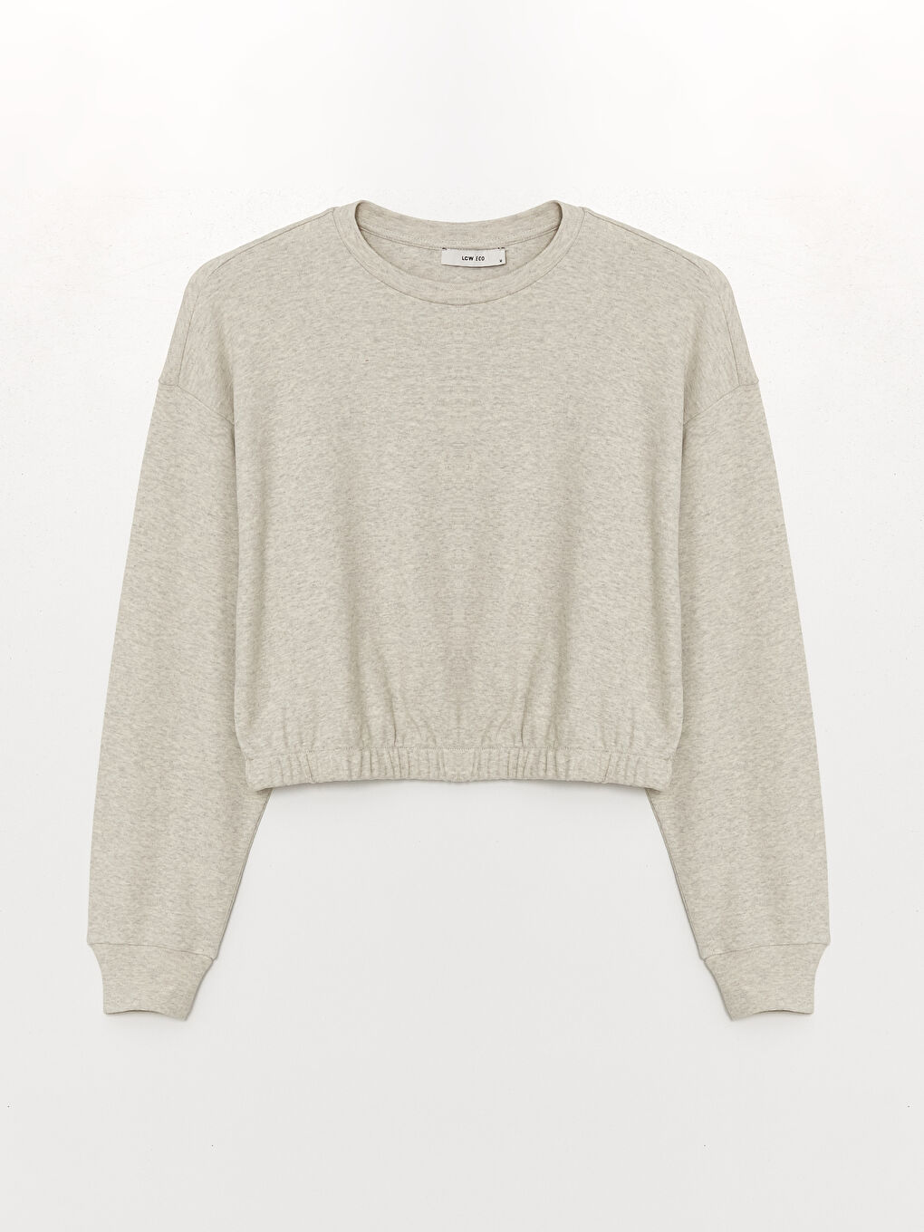 LCW ECO Grey Mel - Lacivert Bisiklet Yaka Düz Uzun Kollu Kadın Sweatshirt - 4