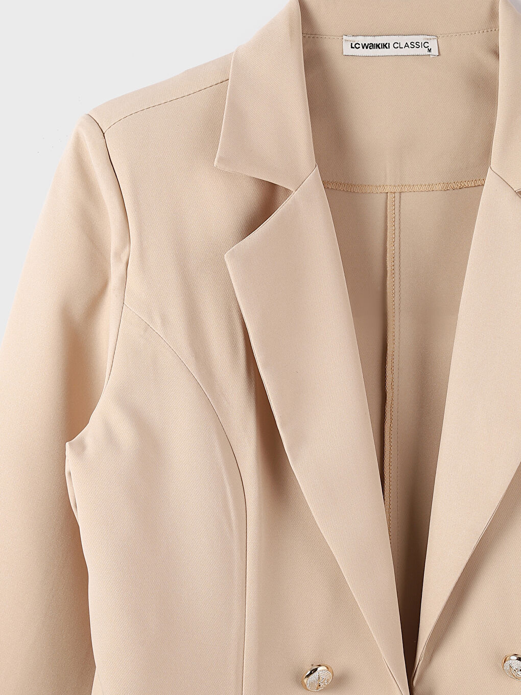 Jacket Neck Plain Long Sleeve Women's Blazer Jacket-2