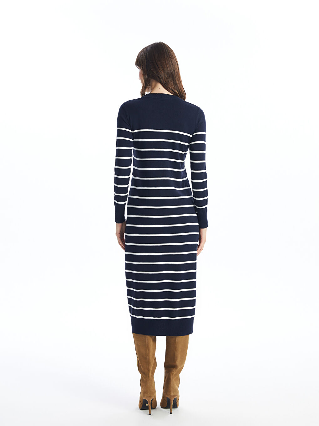 LCW Vision Rundhalsausschnitt Gestreiftes Strickkleid für Damen -W4H692Z8-LGS