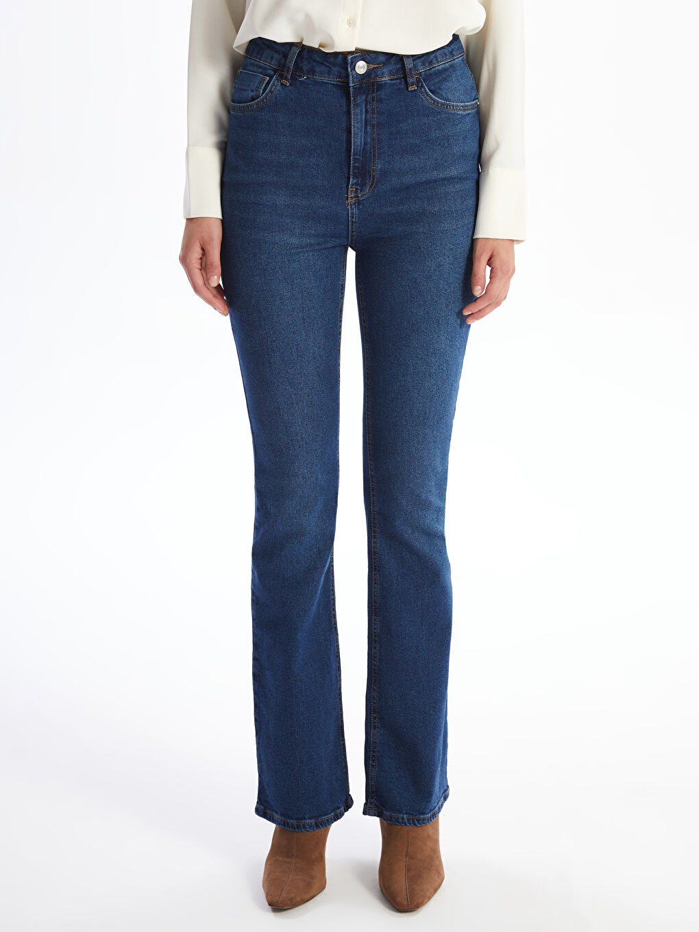 LCW Modest Orta İndigo Rodeo Mars Flare Kadın Jean Pantolon - 1