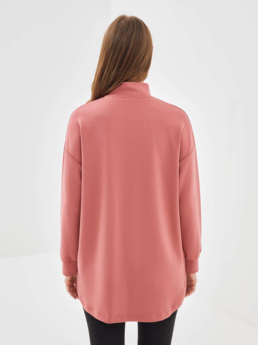 LCW Modest Pembe Dik Yaka Kadın Sweatshirt Tunik - 3