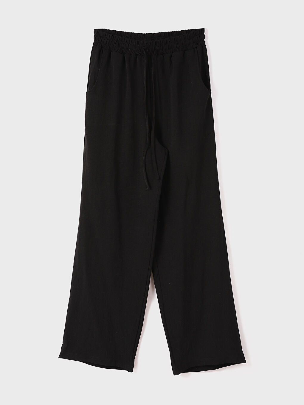 Elasticated Waist Plain Wide Leg Women's Trousers-4