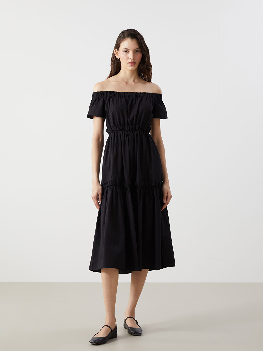 XSIDE Slash Neck Plain Short Sleeve Women's Dress -W4H726Z8-CVL