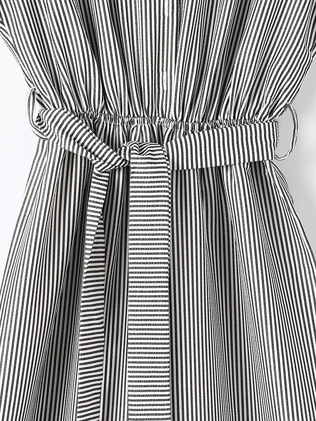 Belt Tie Detail Long Shirt Dress-2