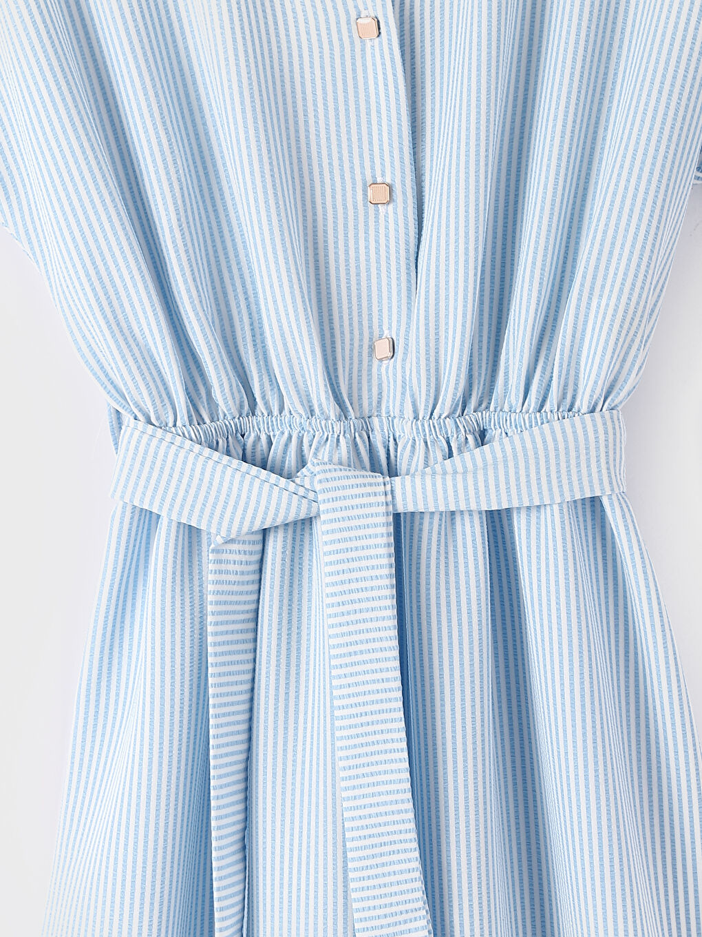 Belt Tie Detail Long Shirt Dress-1