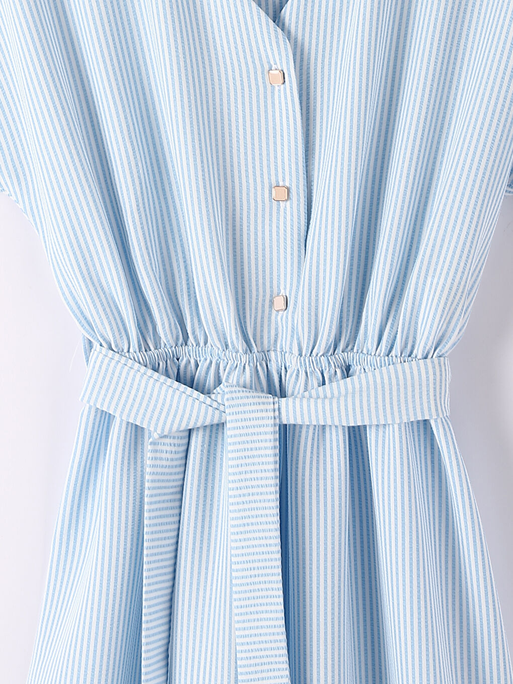 Belt Tie Detail Long Shirt Dress-2