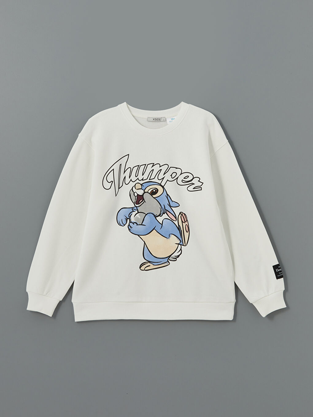 XSIDE Ekru Thumper Baskılı Oversize Kadın Kalın Sweatshirt - 4