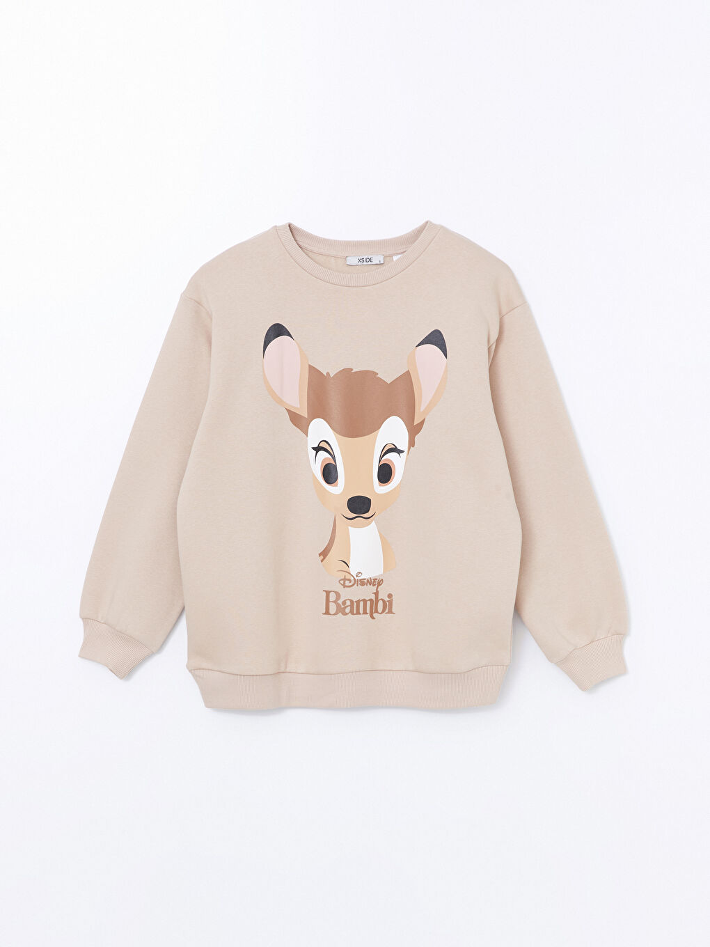 XSIDE Deve Tüyü Bisiklet Yaka Bambi Baskılı Oversize Kadın Kalın Sweatshirt - 4