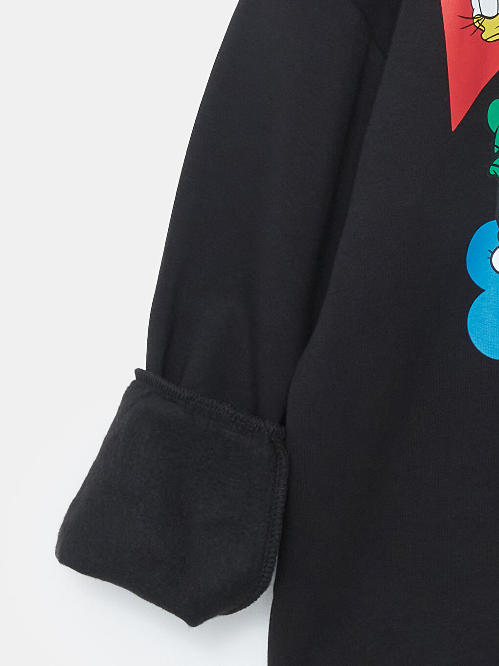 XSIDE Yeni Siyah Mickey ve Arkadaşları Baskılı Kadın Kalın Hoodie - 2