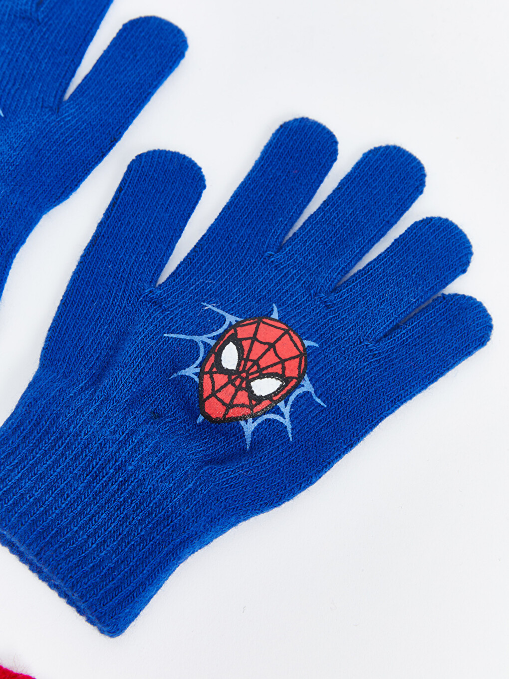 Lacivert Spider-man Nakışlı Erkek Çocuk Triko Eldiven-1