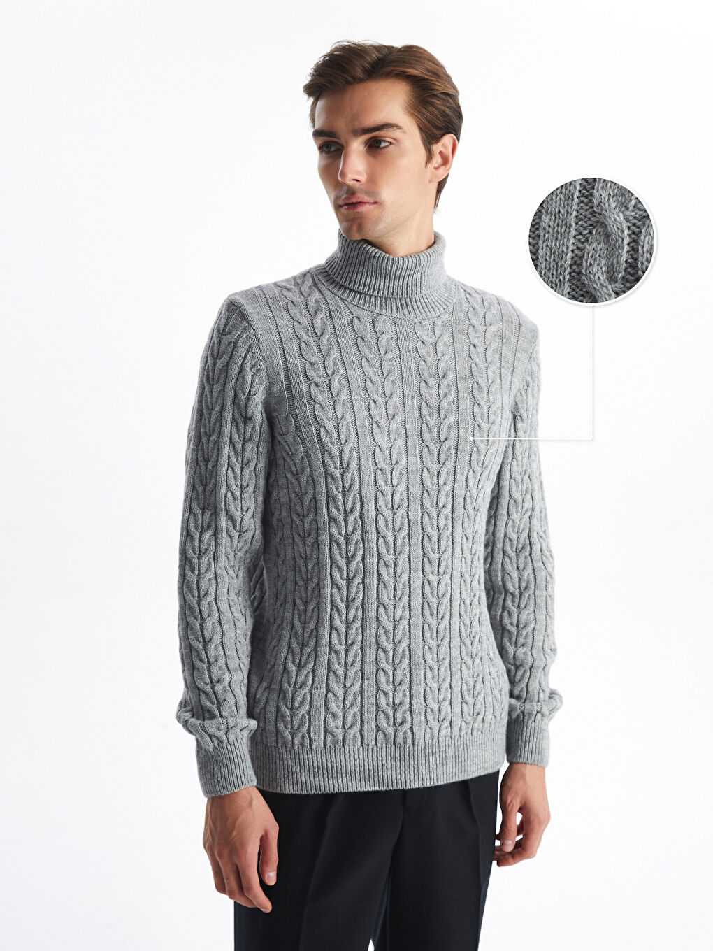 LCW Vision Turtleneck Long Sleeve Men's Knitwear Sweater -W4H867Z8-LAL