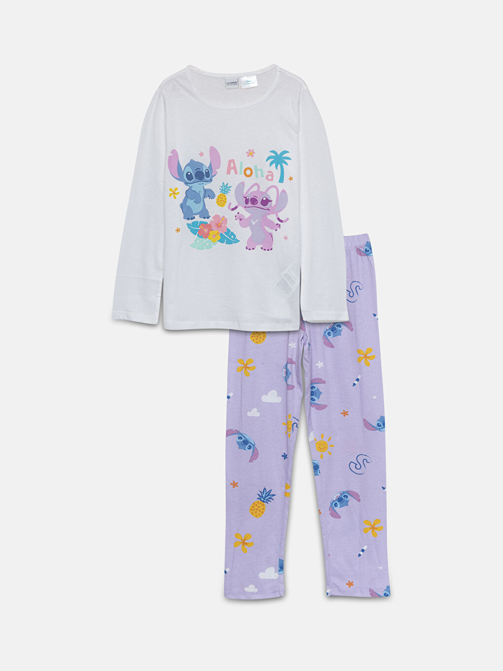 Crew Neck Printed Long Sleeve Girls' Pyjama Set