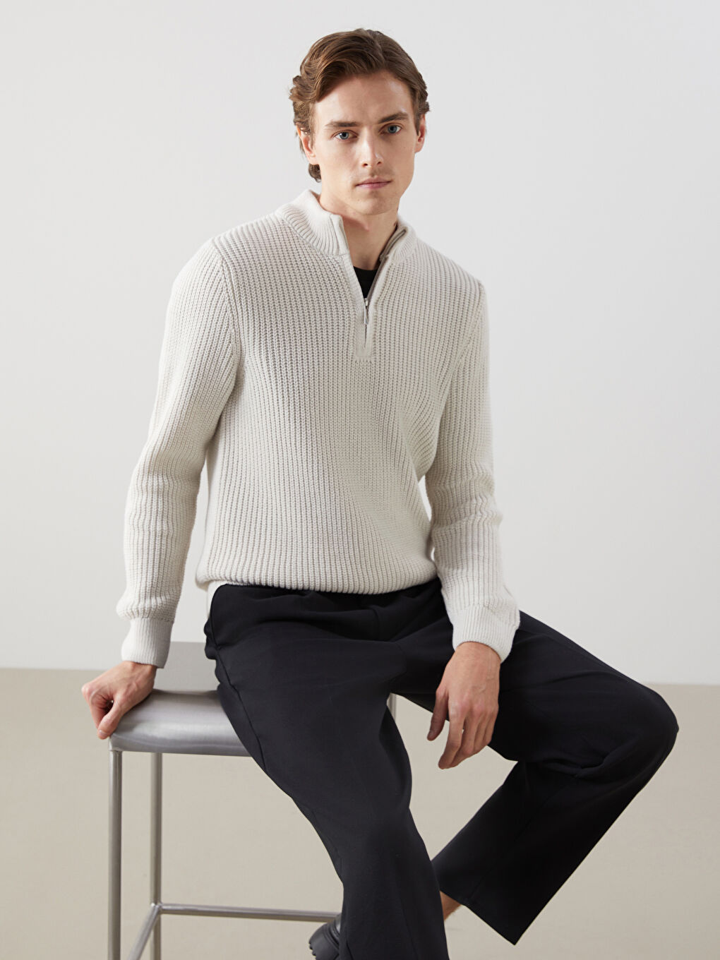 Turtle Neck Long Sleeve Men's Tricot Sweater -W4H991Z8-VZD