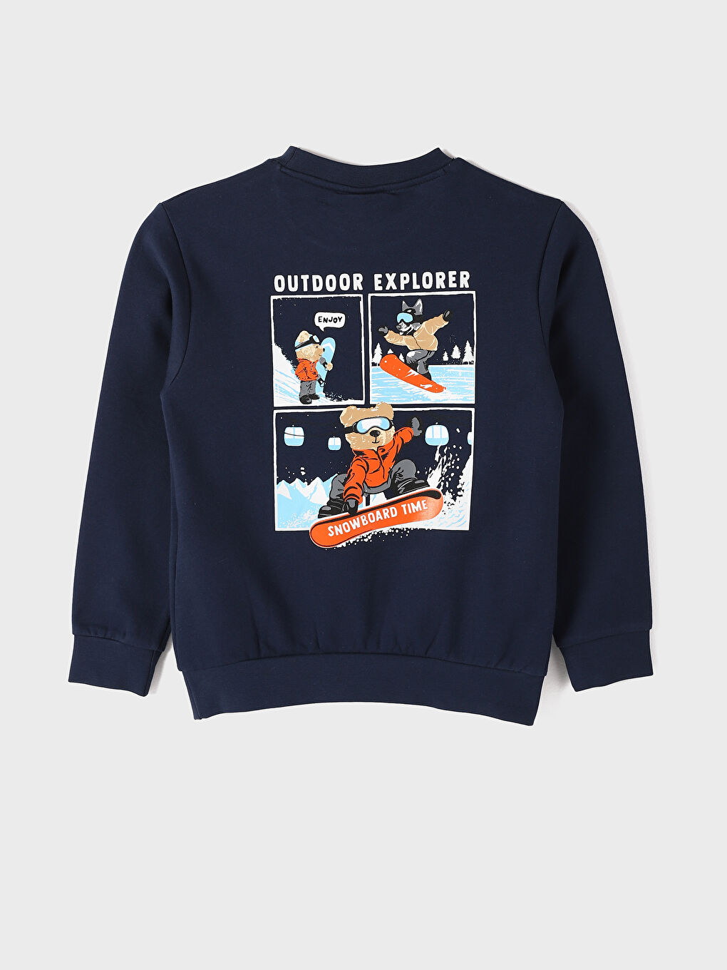 Crew Neck Bear Teddy Printed Boys' Thick Sweatshirt-1